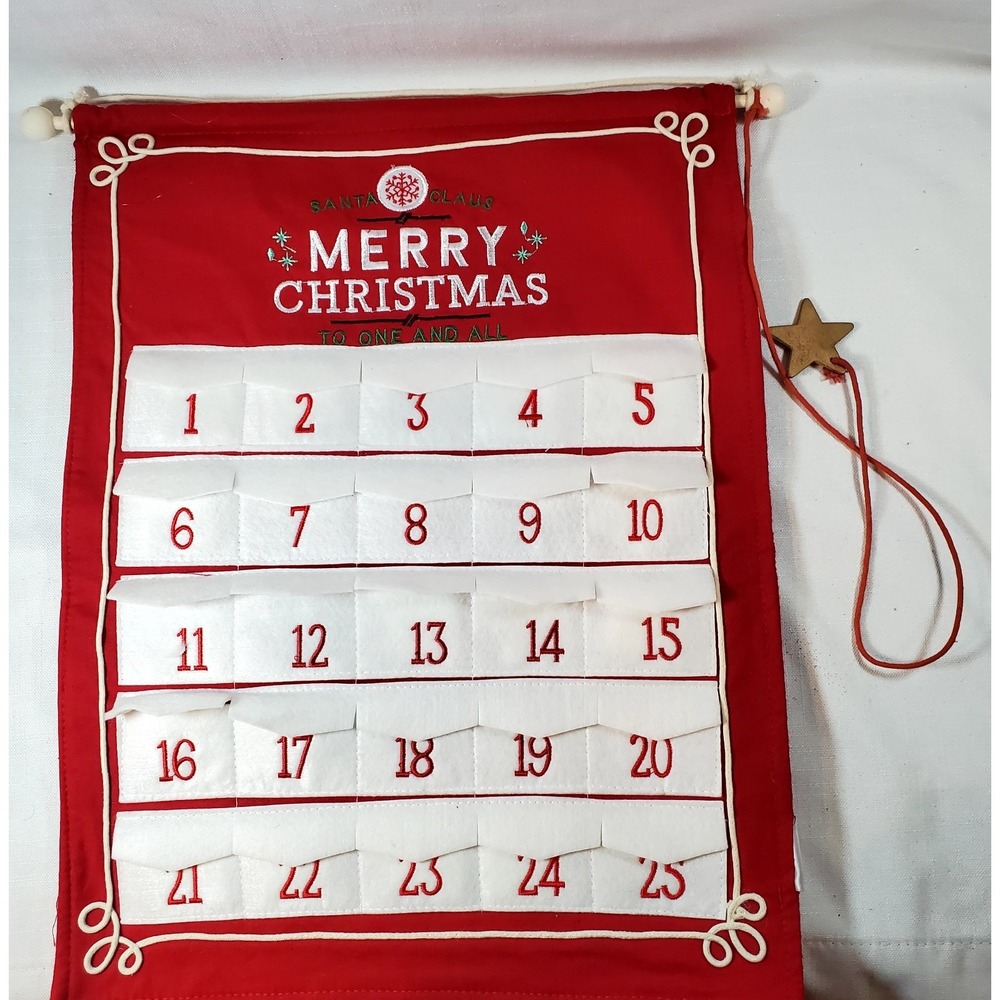 Vintage Style Fabric‎ Advent Calendar Merry Christmas 1–25 Pockets